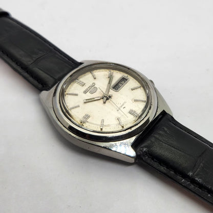Vintage 1984 Original Seiko 5 Automatic 7009-8750 Silver Face 17 Jewels Day-Date Japanese Men's Wrist Watch OG221