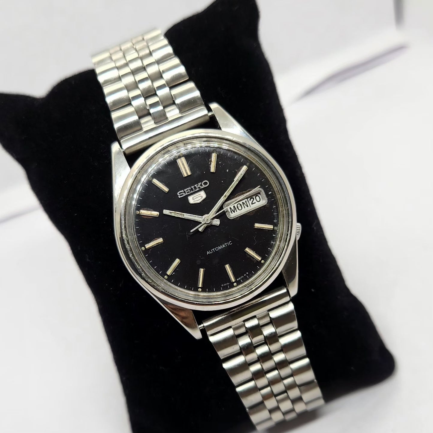 Vintage 1983 Original Seiko 5 Automatic 6309-8800 Black face 17 Jewels Day-Date Japanese Men's Wrist Watch OG217