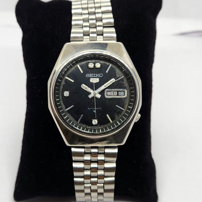 Vintage 1981 Original Seiko 5 Automatic 6309-7200 Black face 17 Jewels Day-Date Japanese Men's Wrist Watch OG219