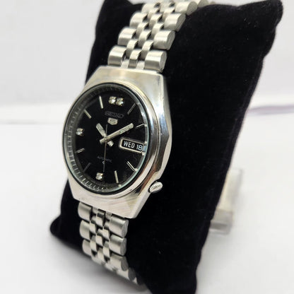 Vintage 1981 Original Seiko 5 Automatic 6309-7200 Black face 17 Jewels Day-Date Japanese Men's Wrist Watch OG219