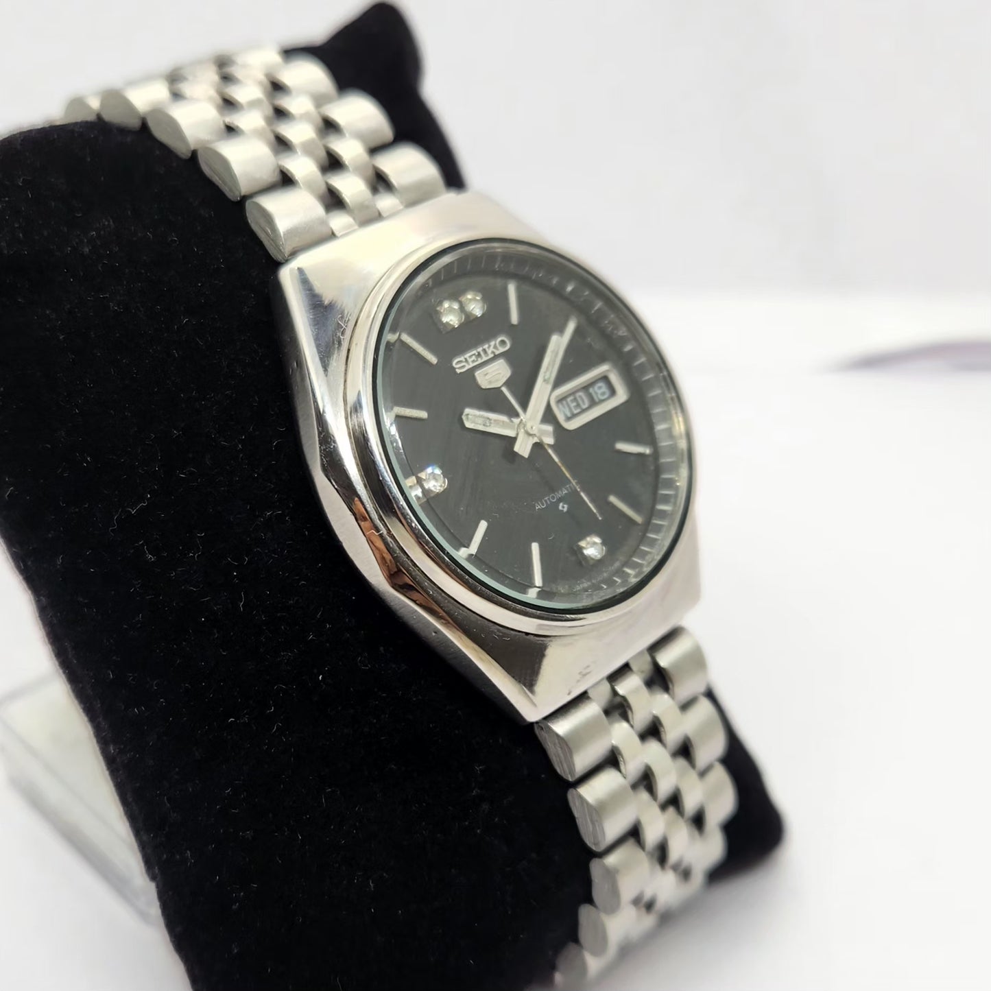 Vintage 1981 Original Seiko 5 Automatic 6309-7200 Black face 17 Jewels Day-Date Japanese Men's Wrist Watch OG219