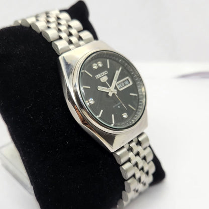 Vintage 1981 Original Seiko 5 Automatic 6309-7200 Black face 17 Jewels Day-Date Japanese Men's Wrist Watch OG219
