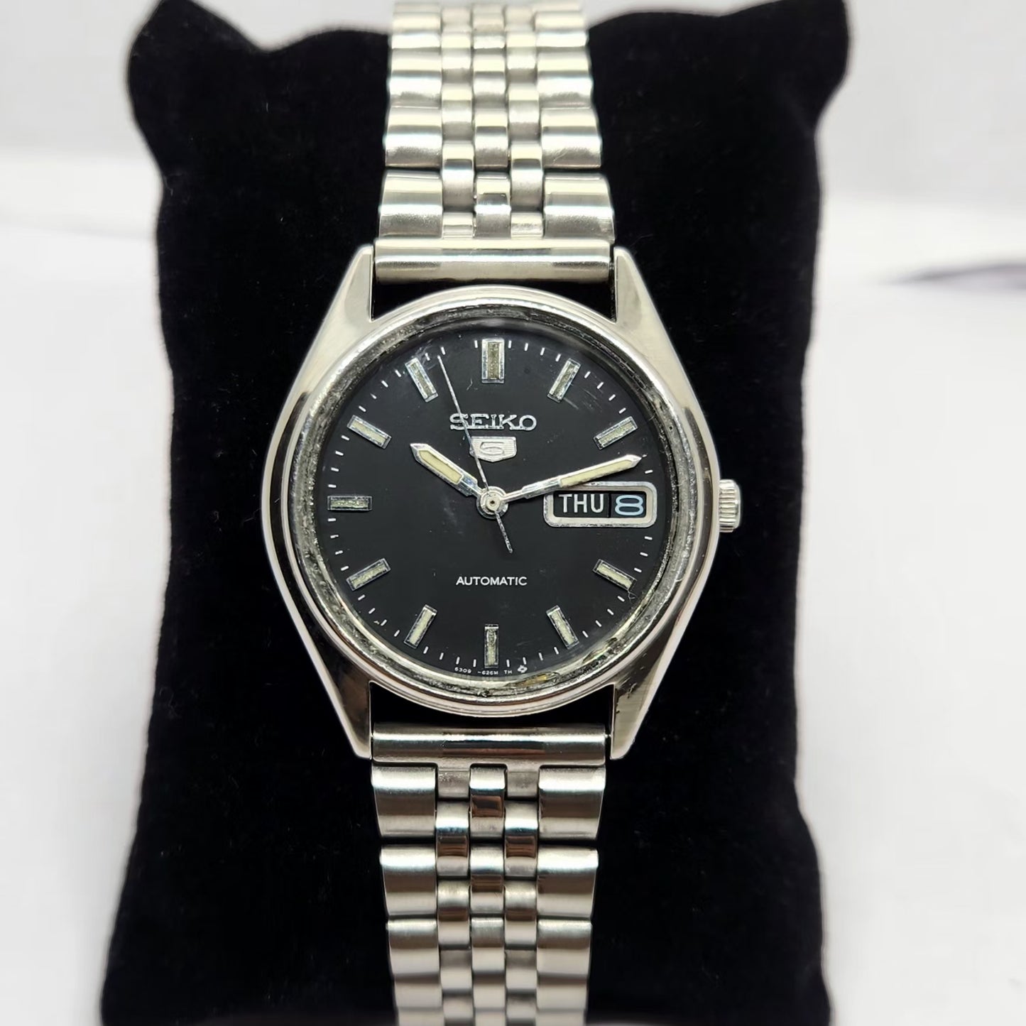 Vintage 1977 Original Seiko 5 Automatic 6309-6240 Black face 17 Jewels Day-Date Japanese Men's Wrist Watch OG222