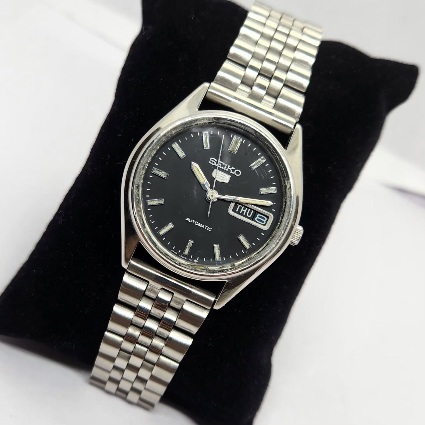 Vintage 1977 Original Seiko 5 Automatic 6309-6240 Black face 17 Jewels Day-Date Japanese Men's Wrist Watch OG222
