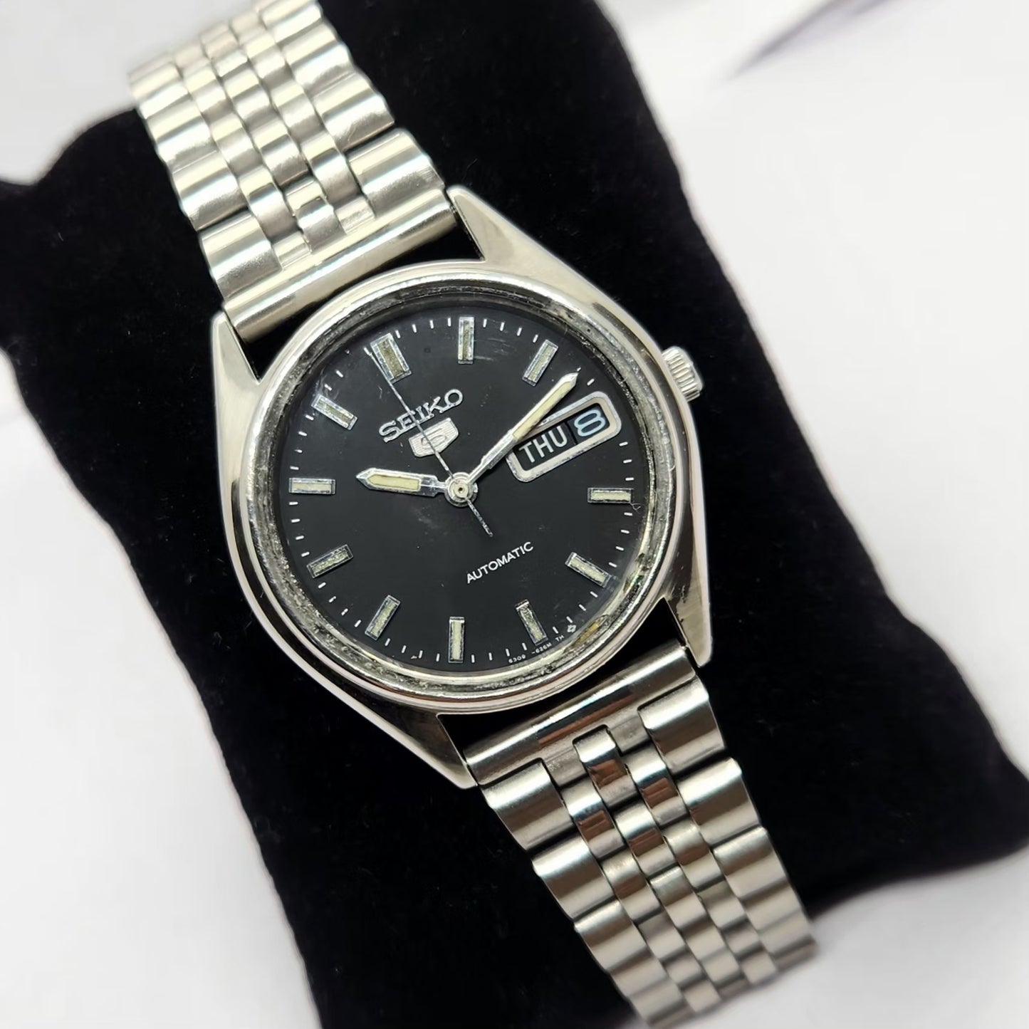 Vintage 1977 Original Seiko 5 Automatic 6309-6240 Black face 17 Jewels Day-Date Japanese Men's Wrist Watch OG222