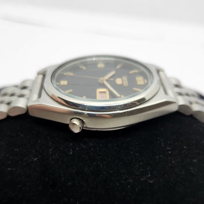 Vintage 1985 Original Seiko 5 Automatic 7009-3070 Black face 17 Jewels Day-Date Japanese Men's Wrist Watch OG226