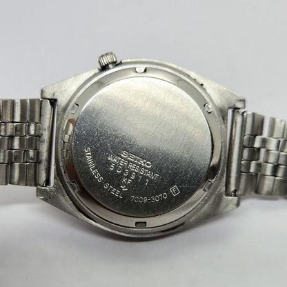 Vintage 1985 Original Seiko 5 Automatic 7009-3070 Black face 17 Jewels Day-Date Japanese Men's Wrist Watch OG226