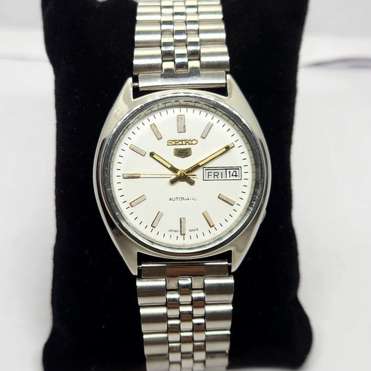 Vintage 1981 Original Seiko 5 Automatic 6309-5450 White face 17 Jewels Day-Date Japanese Men's Wrist Watch OG230