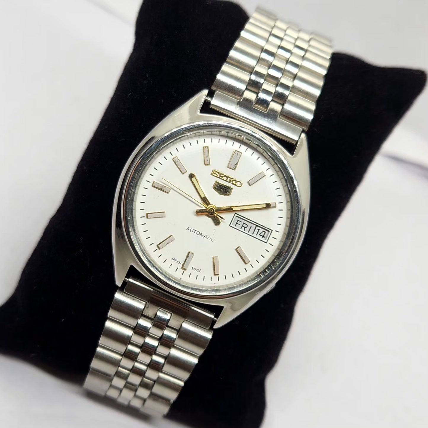 Vintage 1981 Original Seiko 5 Automatic 6309-5450 White face 17 Jewels Day-Date Japanese Men's Wrist Watch OG230