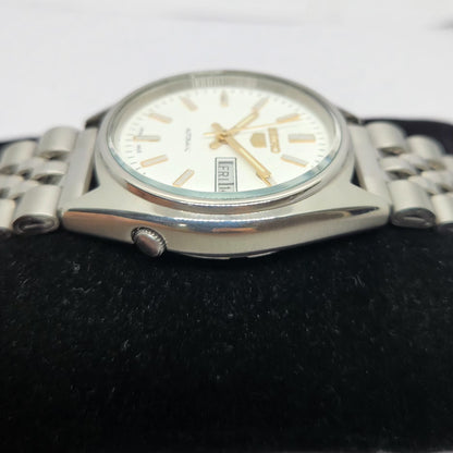 Vintage 1981 Original Seiko 5 Automatic 6309-5450 White face 17 Jewels Day-Date Japanese Men's Wrist Watch OG230