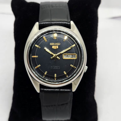Vintage 1976 Original Seiko 5 Automatic 6309-8840 Black face 17 Jewels Day-Date Japanese Men's Wrist Watch OG231