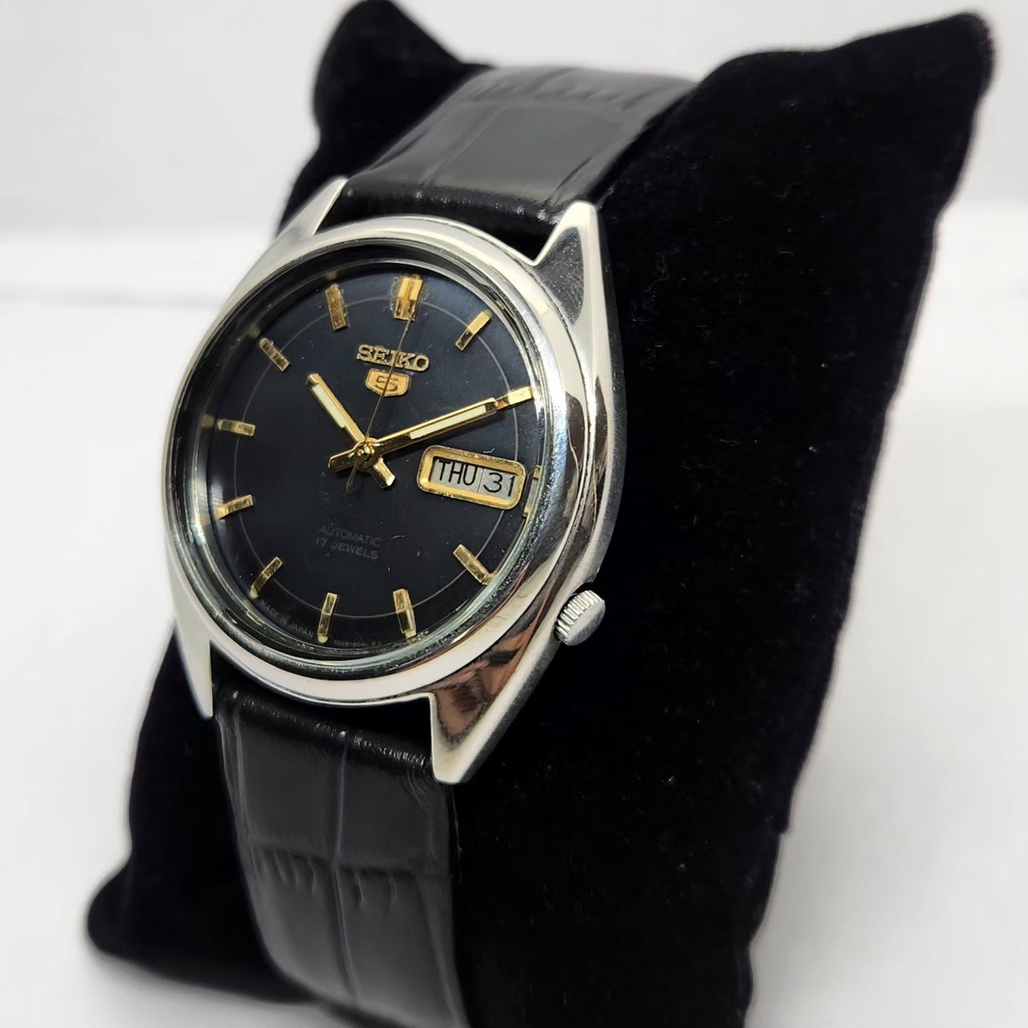 Vintage 1976 Original Seiko 5 Automatic 6309-8840 Black face 17 Jewels Day-Date Japanese Men's Wrist Watch OG231