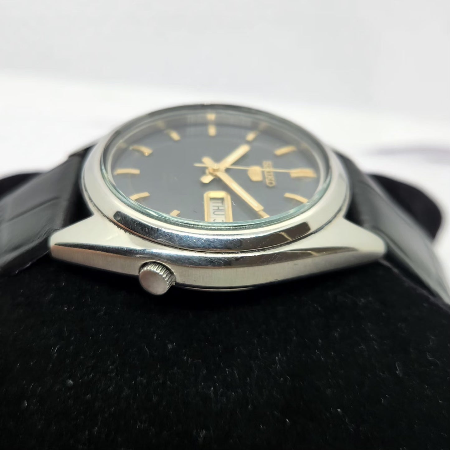 Vintage 1976 Original Seiko 5 Automatic 6309-8840 Black face 17 Jewels Day-Date Japanese Men's Wrist Watch OG231