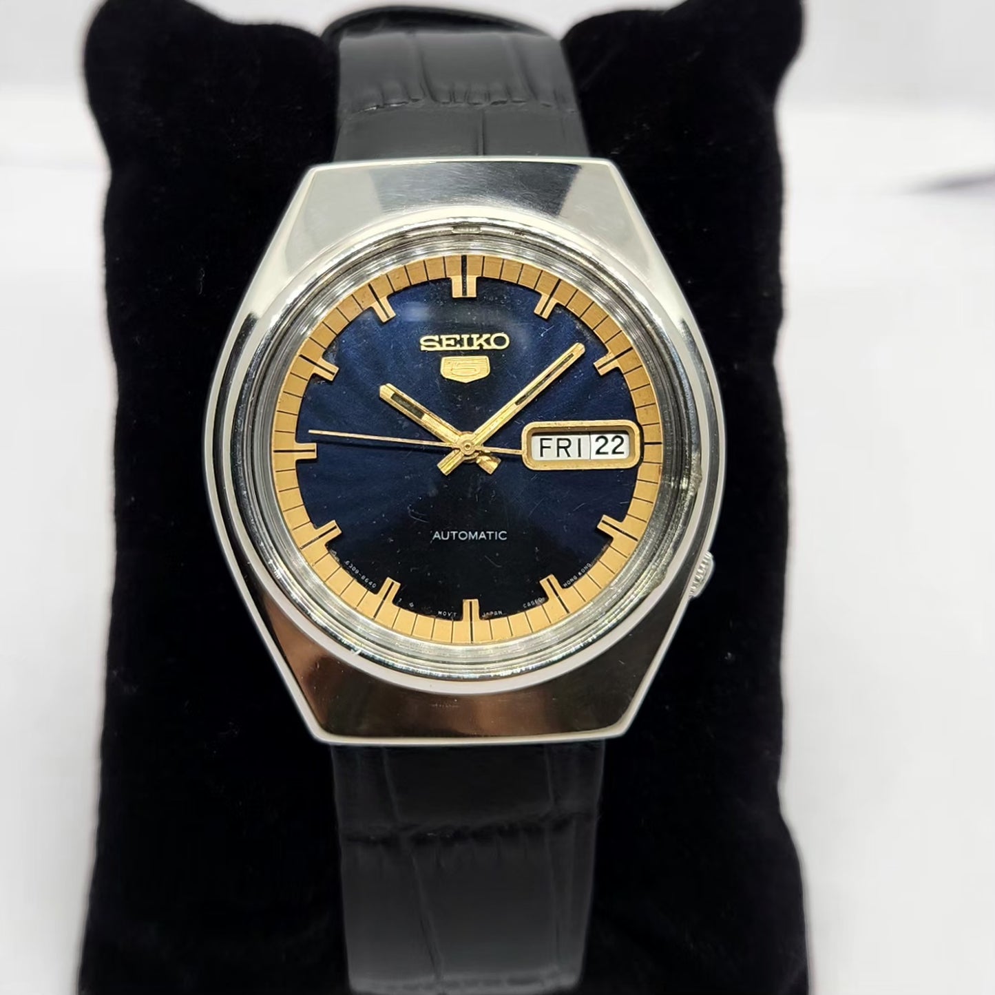 Vintage 1983 Original Seiko 5 Automatic 6309-8840 Blue face 17 Jewels Day-Date Japanese Men's Wrist Watch OG232