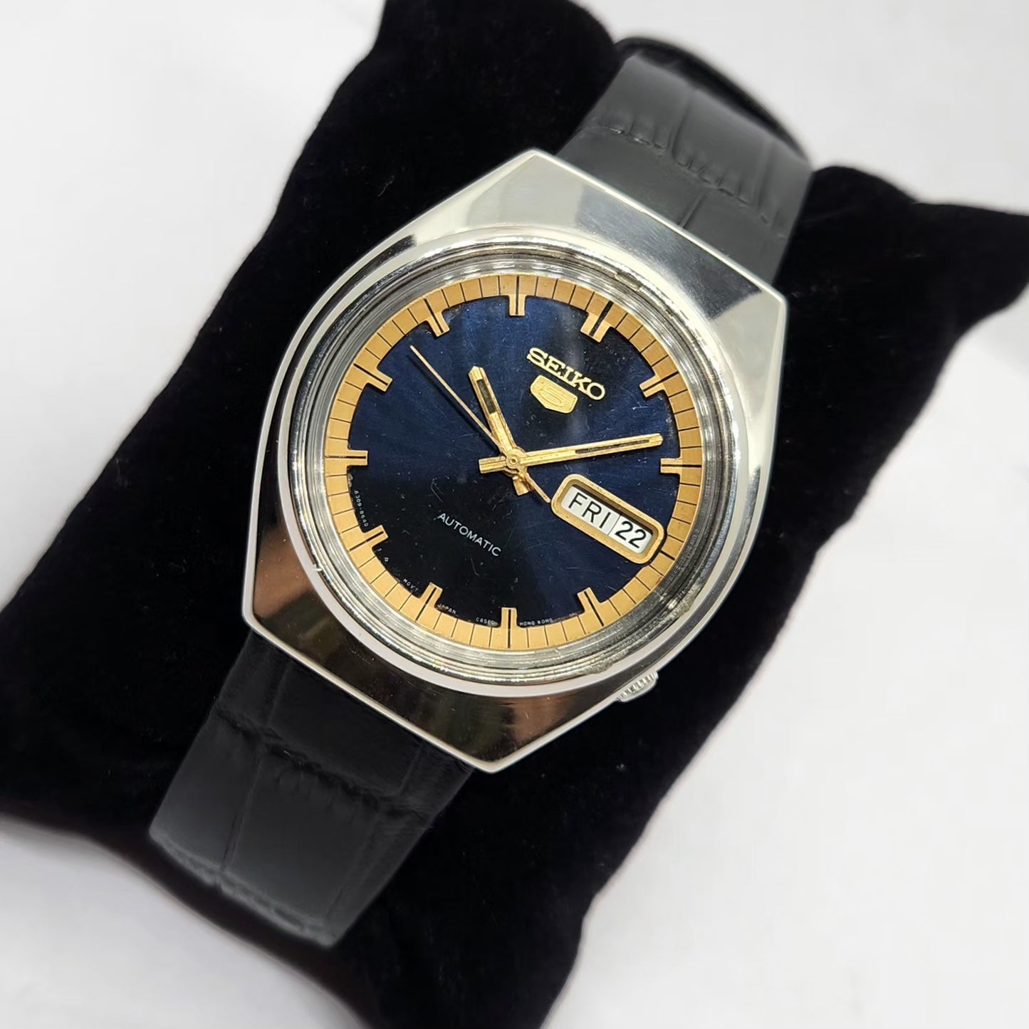 Vintage 1983 Original Seiko 5 Automatic 6309-8840 Blue face 17 Jewels Day-Date Japanese Men's Wrist Watch OG232