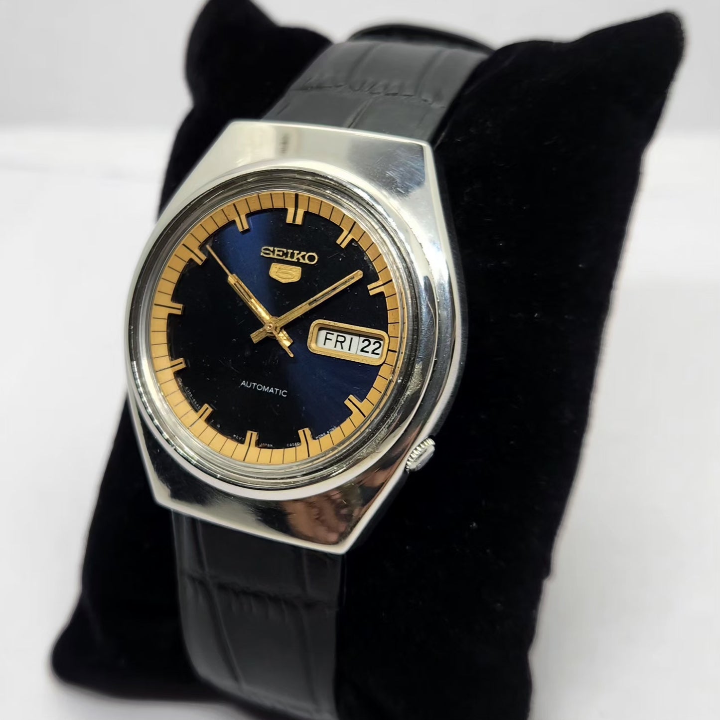 Vintage 1983 Original Seiko 5 Automatic 6309-8840 Blue face 17 Jewels Day-Date Japanese Men's Wrist Watch OG232