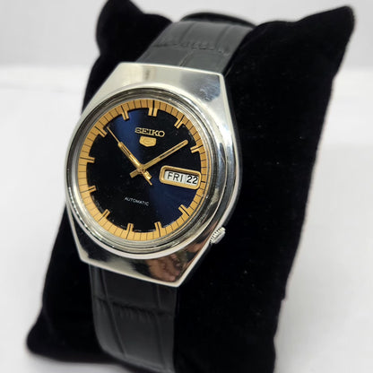 Vintage 1983 Original Seiko 5 Automatic 6309-8840 Blue face 17 Jewels Day-Date Japanese Men's Wrist Watch OG232