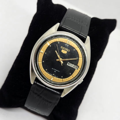 Vintage 1977 Original Seiko 5 Automatic 7009-3040 Black face 17 Jewels Day-Date Japanese Men's Wrist Watch OG234