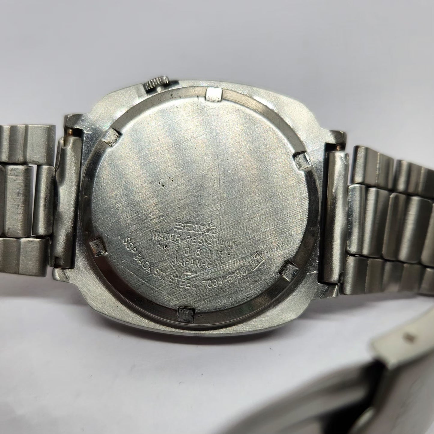 Vintage 1981 Original Seiko 5 Automatic 7009-5190 Silver face 17 Jewels Day-Date Japanese Men's Wrist Watch OG236