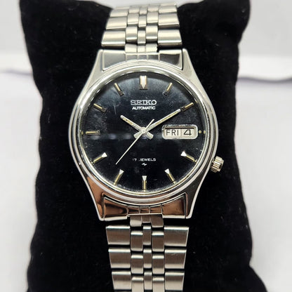 Vintage 1985 Original Seiko 5 Automatic 7009-6001 Black face 17 Jewels Day-Date Japanese Men's Wrist Watch OG237