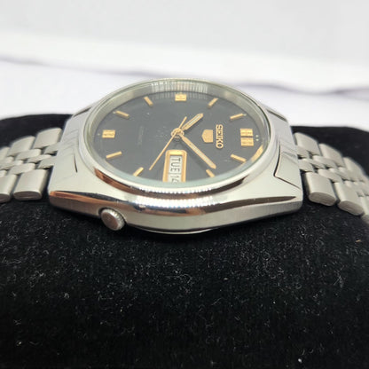 Vintage 1985 Original Seiko 5 Automatic 6309-523A Black face 17 Jewels Day-Date Japanese Men's Wrist Watch OG238