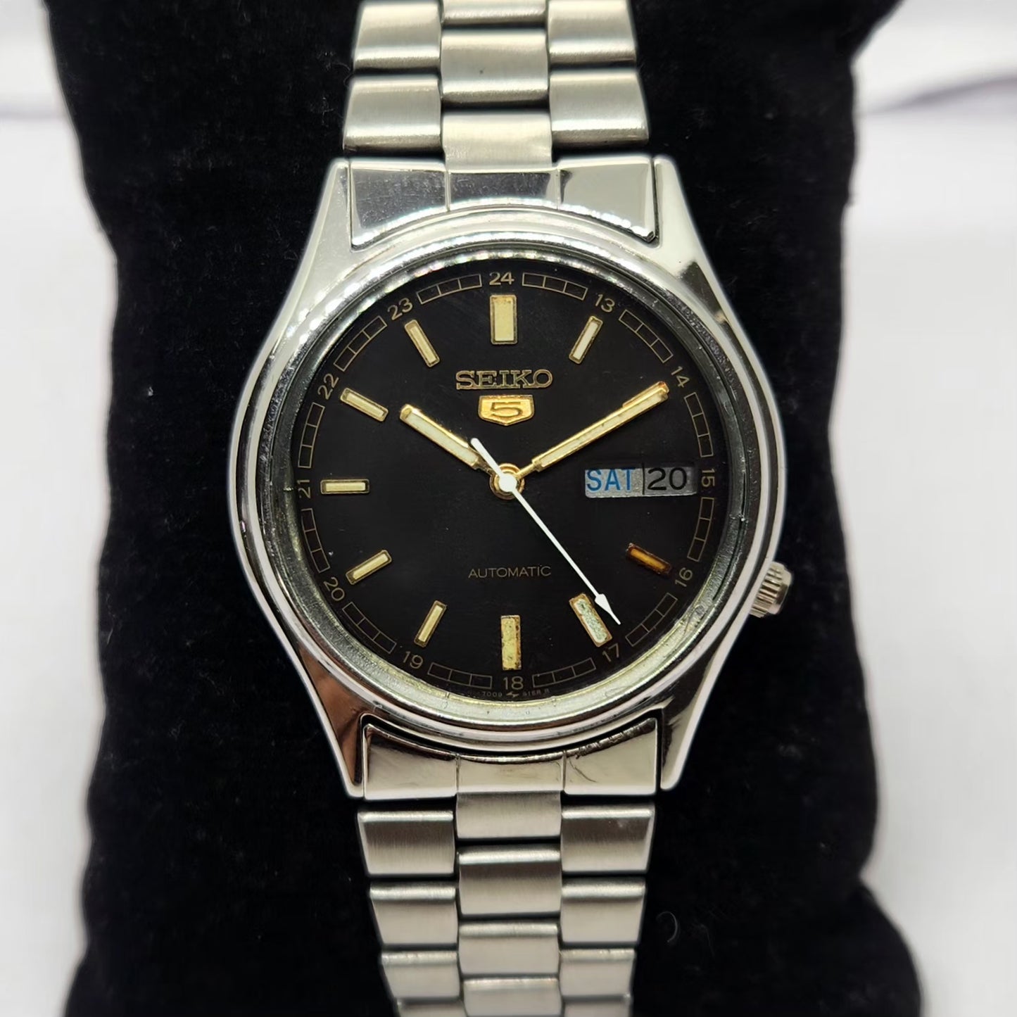 Vintage 1978 Original Seiko 5 Automatic 7009-3101 Black face 17 Jewels Day-Date Japanese Men's Wrist Watch OG242