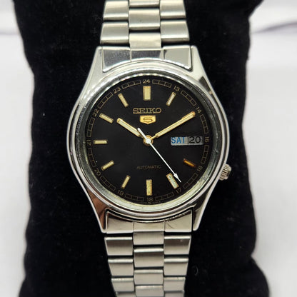 Vintage 1978 Original Seiko 5 Automatic 7009-3101 Black face 17 Jewels Day-Date Japanese Men's Wrist Watch OG242