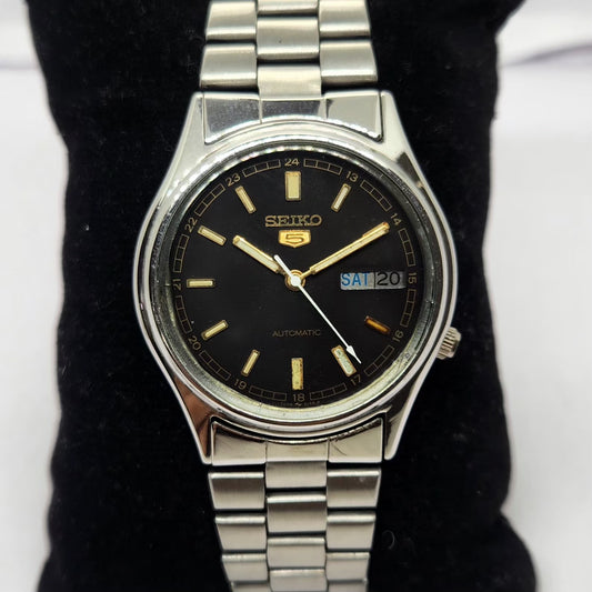 Vintage 1978 Original Seiko 5 Automatic 7009-3101 Black face 17 Jewels Day-Date Japanese Men's Wrist Watch OG242