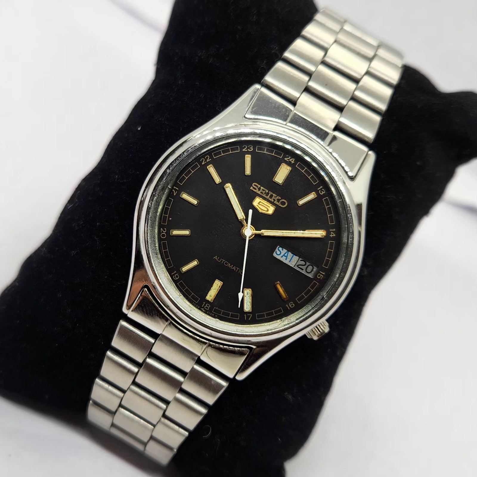 Vintage 1978 Original Seiko 5 Automatic 7009-3101 Black face 17 Jewels Day-Date Japanese Men's Wrist Watch OG242