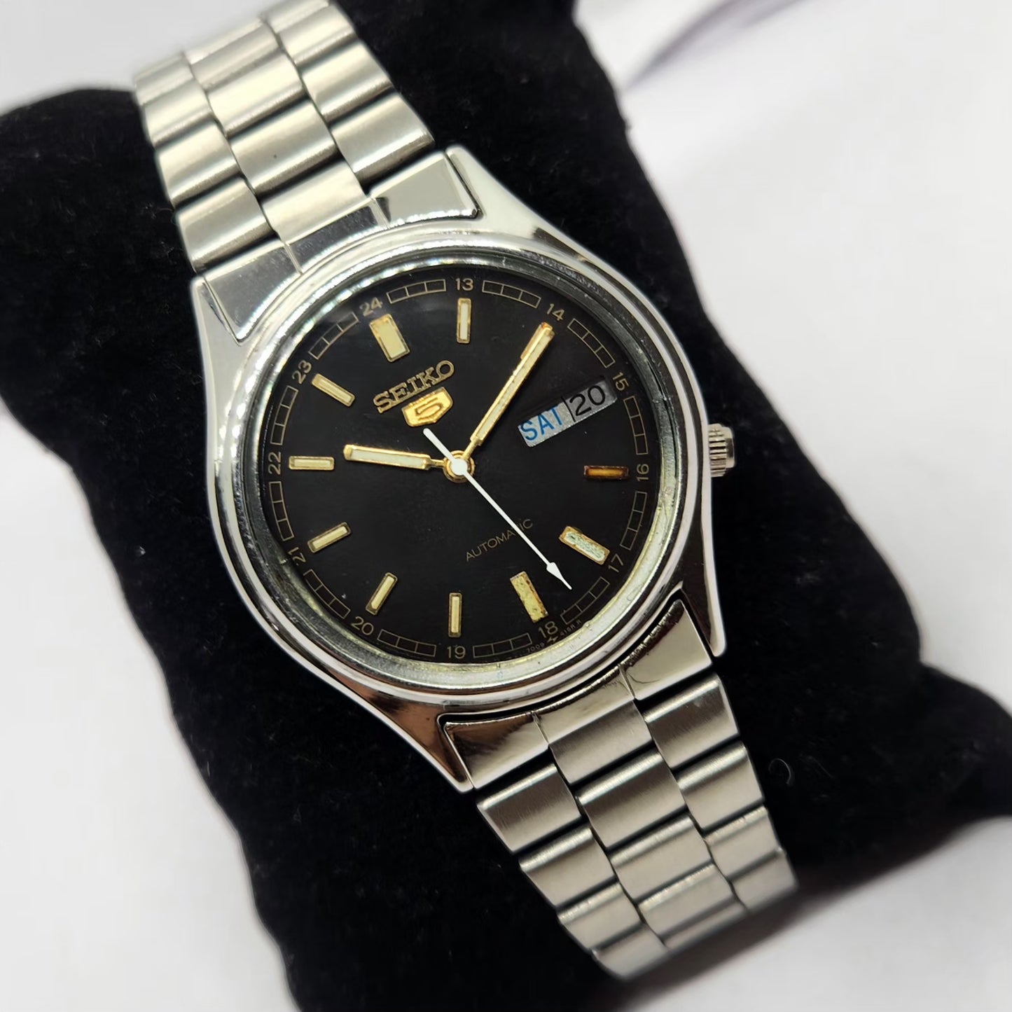Vintage 1978 Original Seiko 5 Automatic 7009-3101 Black face 17 Jewels Day-Date Japanese Men's Wrist Watch OG242