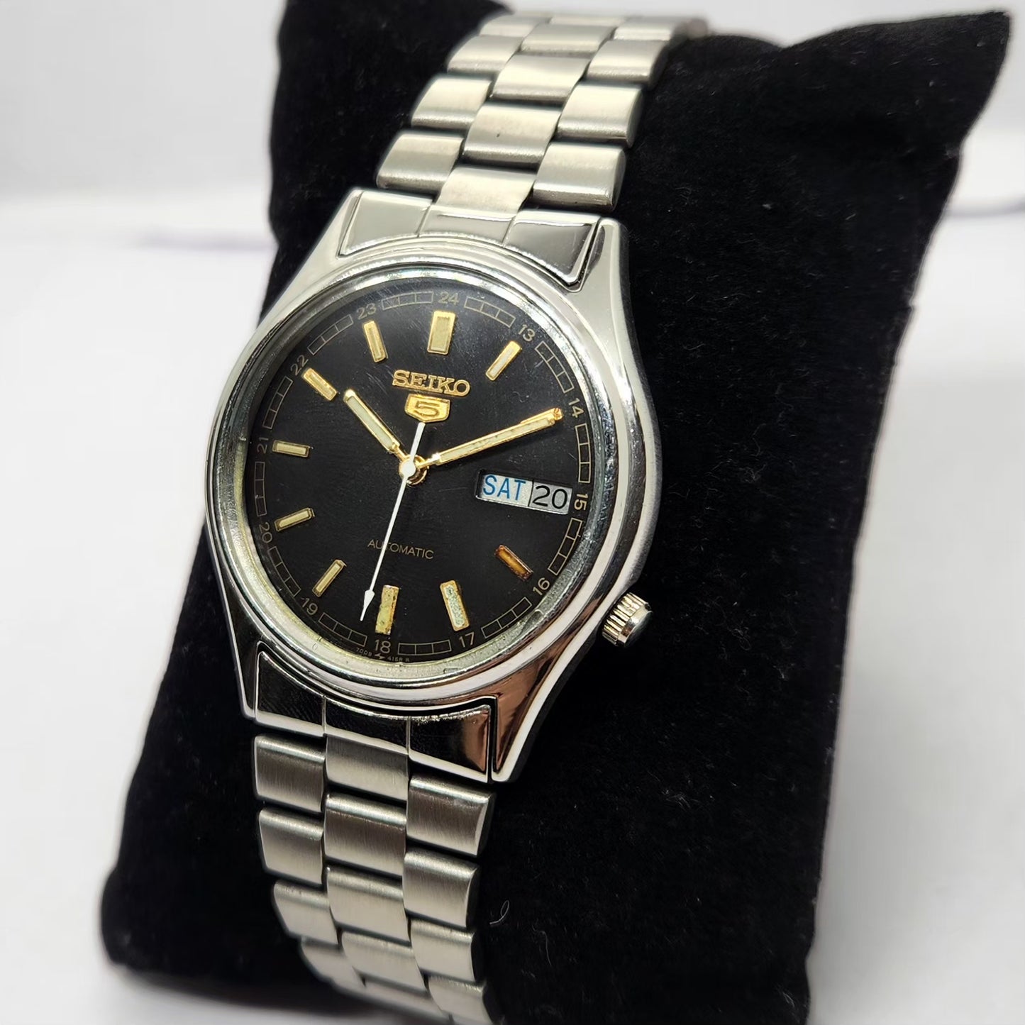 Vintage 1978 Original Seiko 5 Automatic 7009-3101 Black face 17 Jewels Day-Date Japanese Men's Wrist Watch OG242