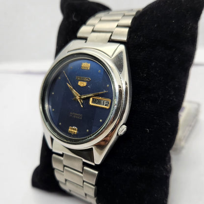 Vintage 1982 Original Seiko 5 Automatic 7009-3071 Blue face 17 Jewels Day-Date Japanese Men's Wrist Watch OG243