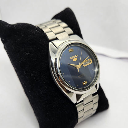 Vintage 1982 Original Seiko 5 Automatic 7009-3071 Blue face 17 Jewels Day-Date Japanese Men's Wrist Watch OG243