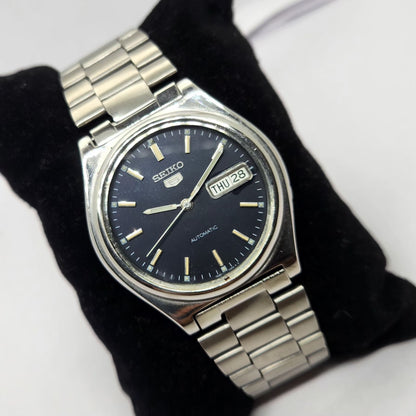 Vintage 1997 Original Seiko 5 Automatic 7S26-3040 Black face 21 Jewels Day-Date Japanese Men's Wrist Watch OG244