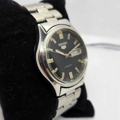 Vintage 1984 Original Seiko 5 Automatic 6309-7320 Black face 17 Jewels Day-Date Japanese Men's Wrist Watch OG245