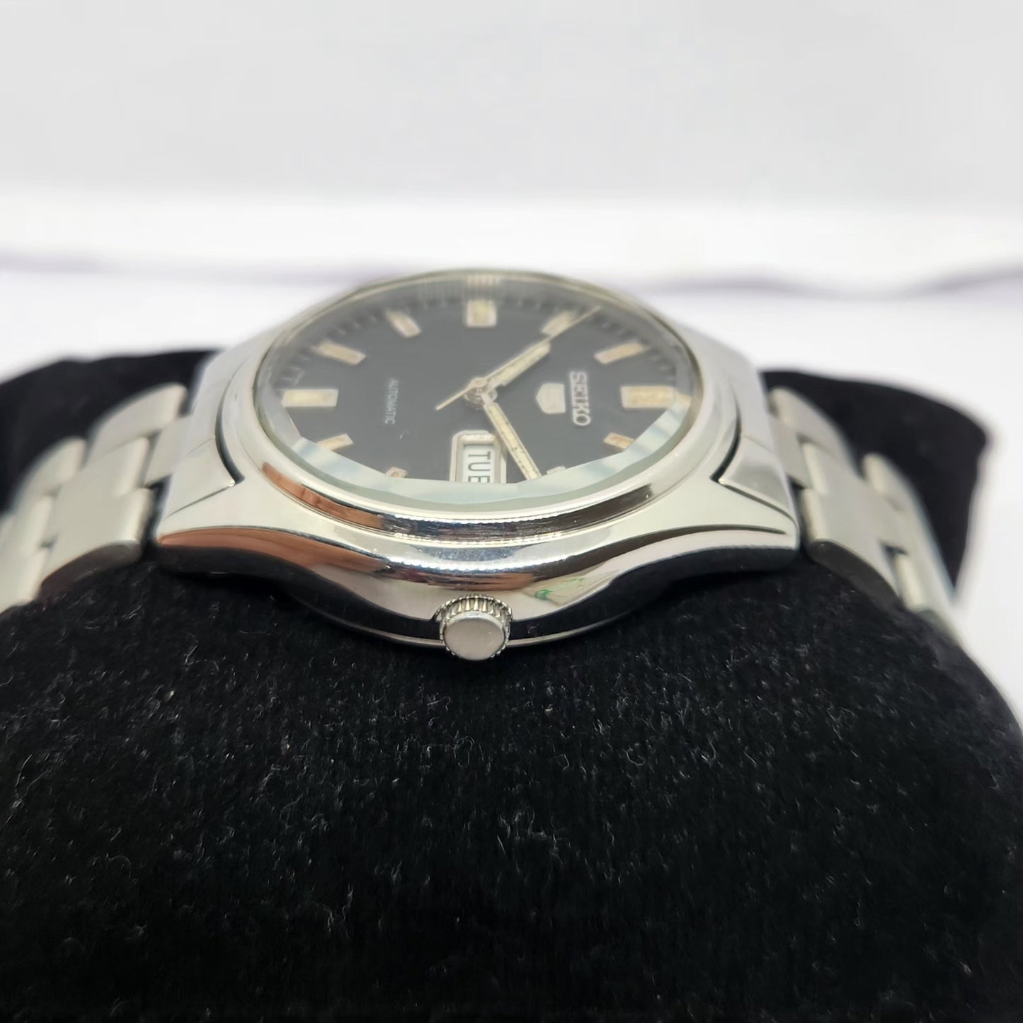 Vintage 1984 Original Seiko 5 Automatic 6309-7320 Black face 17 Jewels Day-Date Japanese Men's Wrist Watch OG245