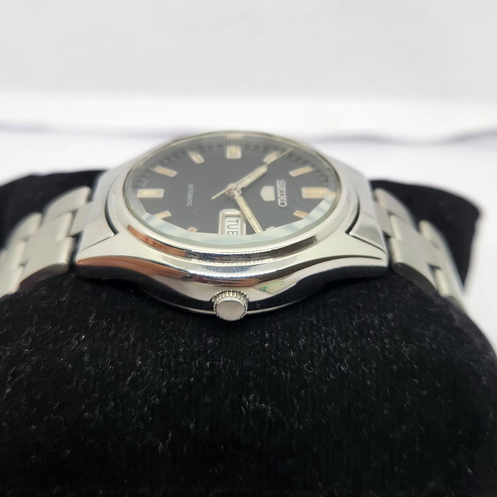 Vintage 1984 Original Seiko 5 Automatic 6309-7320 Black face 17 Jewels Day-Date Japanese Men's Wrist Watch OG245
