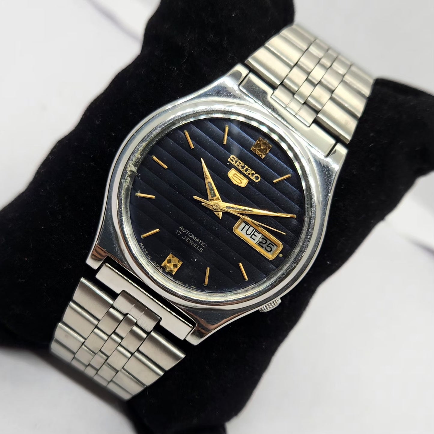 Vintage 1983 Original Seiko 5 Automatic 7009-3171 Blue face 17 Jewels Day-Date Japanese Men's Wrist Watch OG254