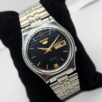 Vintage 1983 Original Seiko 5 Automatic 7009-3171 Blue face 17 Jewels Day-Date Japanese Men's Wrist Watch OG254