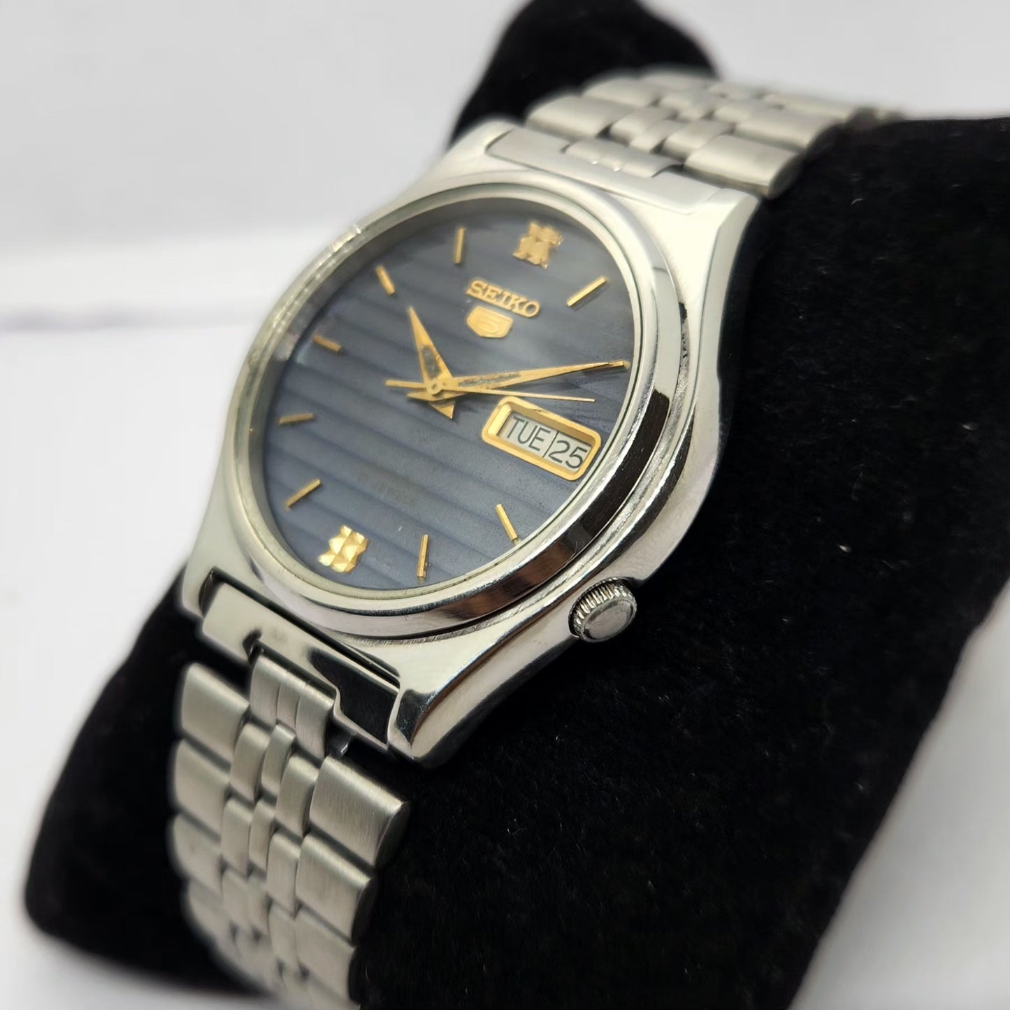 Vintage 1983 Original Seiko 5 Automatic 7009-3171 Blue face 17 Jewels Day-Date Japanese Men's Wrist Watch OG254