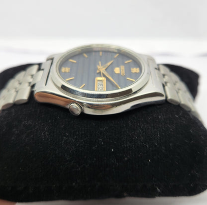 Vintage 1983 Original Seiko 5 Automatic 7009-3171 Blue face 17 Jewels Day-Date Japanese Men's Wrist Watch OG254