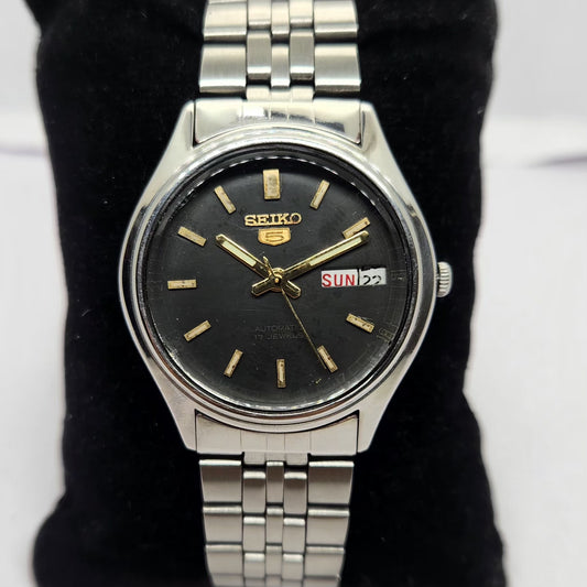 Vintage 1981 Original Seiko 5 Automatic 6309-5450 Black face 17 Jewels Day-Date Japanese Men's Wrist Watch OG255