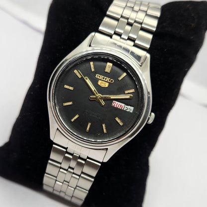 Vintage 1981 Original Seiko 5 Automatic 6309-5450 Black face 17 Jewels Day-Date Japanese Men's Wrist Watch OG255