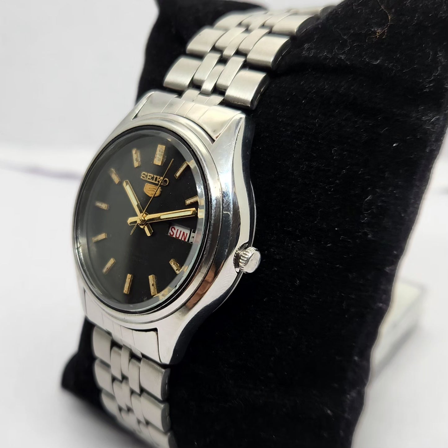 Vintage 1981 Original Seiko 5 Automatic 6309-5450 Black face 17 Jewels Day-Date Japanese Men's Wrist Watch OG255