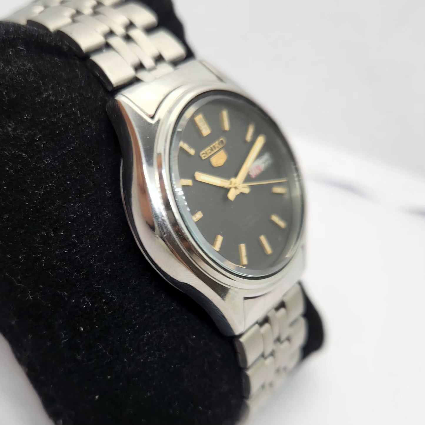 Vintage 1981 Original Seiko 5 Automatic 6309-5450 Black face 17 Jewels Day-Date Japanese Men's Wrist Watch OG255