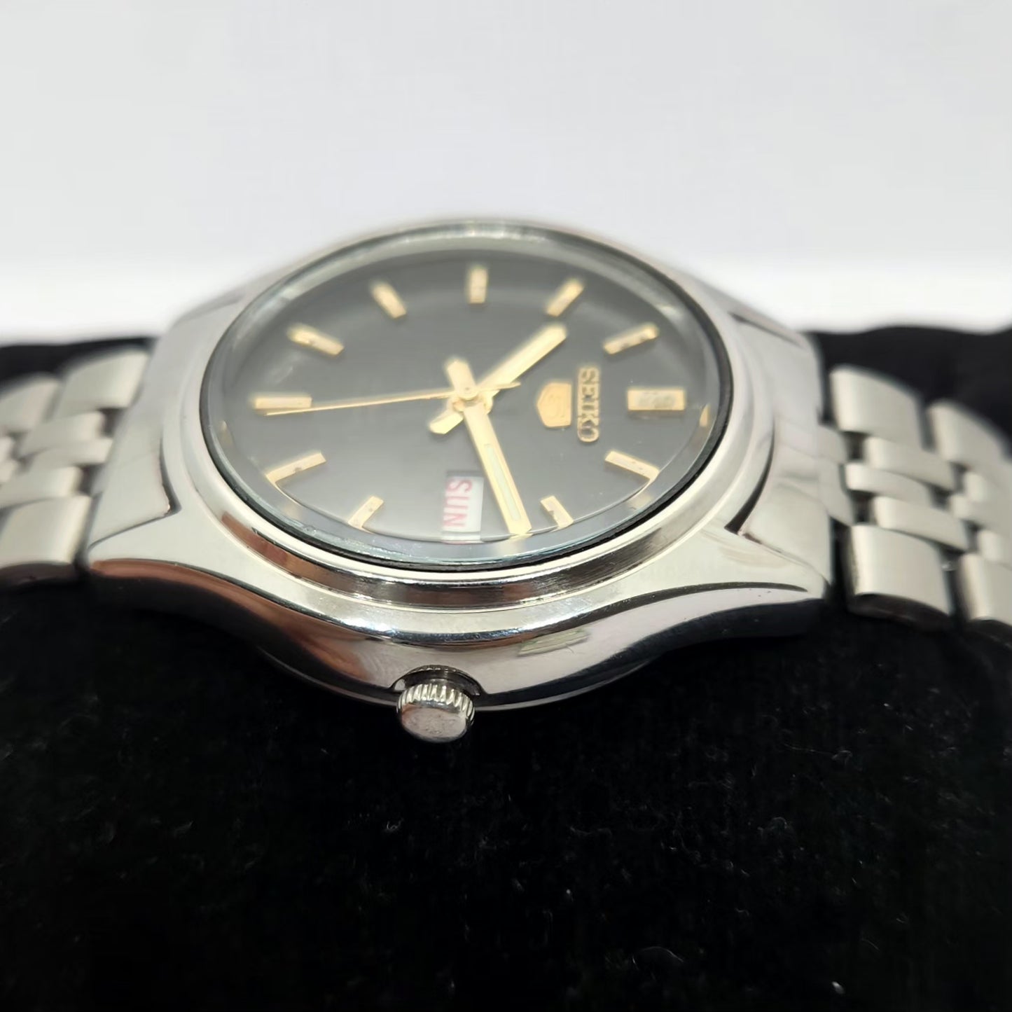 Vintage 1981 Original Seiko 5 Automatic 6309-5450 Black face 17 Jewels Day-Date Japanese Men's Wrist Watch OG255
