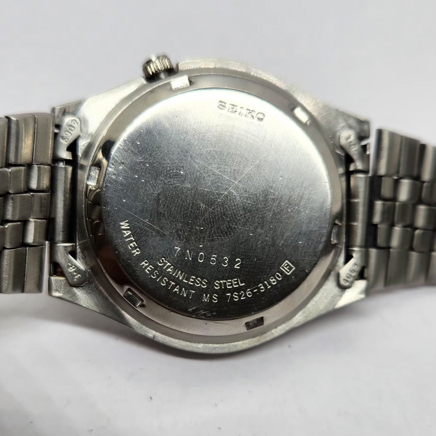 Vintage 1997 Original Seiko 5 Automatic 7S26-3180 Black face 21 Jewels Day-Date Japanese Men's Wrist Watch OG259