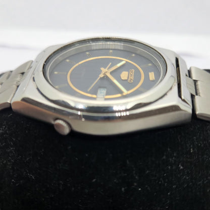 Vintage 1974 Original Seiko 5 Automatic 7019-8180 Black face 21 Jewels Day-Date Japanese Men's Wrist Watch OG261