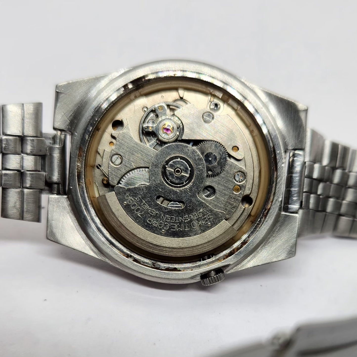 Vintage 1979 Original Seiko 5 Automatic 7009-3161 Silver face 17 Jewels Day-Date Japanese Men's Wrist Watch OG262