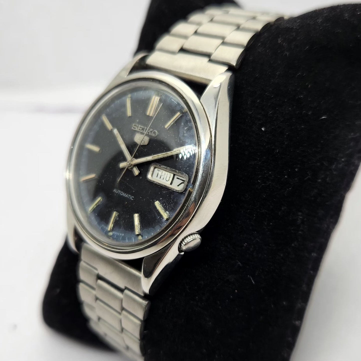 Vintage 1979 Original Seiko 5 Automatic 6309-8220 Black face 17 Jewels Day-Date Japanese Men's Wrist Watch OG263